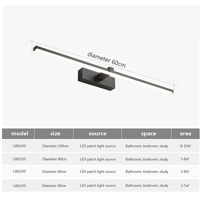 Modern LED Wall Light - Bathroom/Makeup Mirror Light