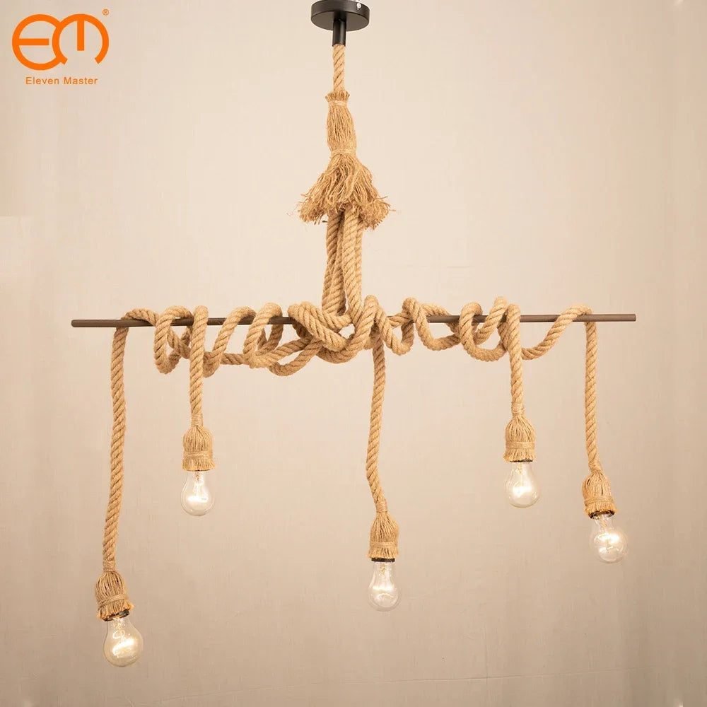 Vintage Hemp Rope Pendant Light