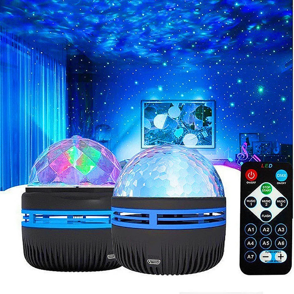 Galaxy Star Projector - RGB LED Night Light, 360° Rotation, Remote-Controlled, USB-Powered